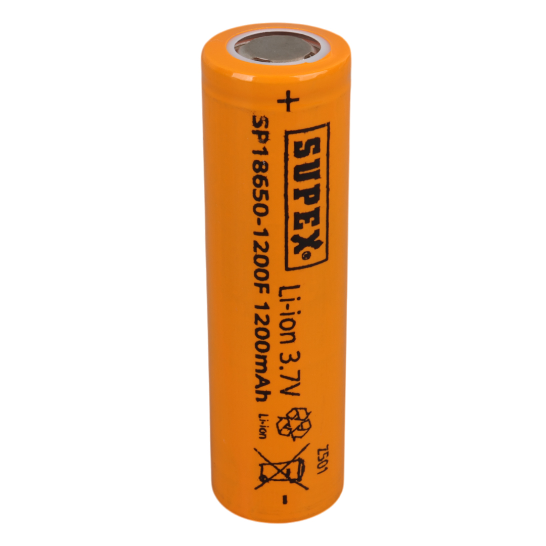 M2613-SUPEX SP 18650-1200F 3.7 VOLT LI-ION 1200 MAH DÜZ KAFA (BAŞLIKSIZ) ŞARJLI PİL